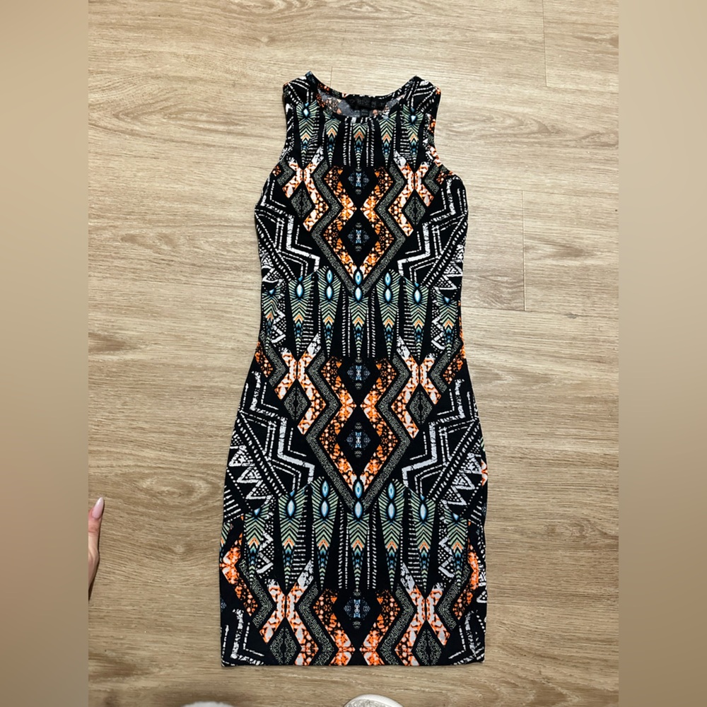 topshop aztec print bodycon dress size 0